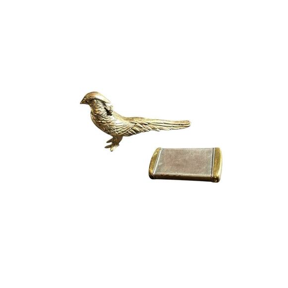 Vintage METAL PHEASANT LIGHTER Made In Japan , Match Box Safe Tin Hinged Top - Picture 3 of 9